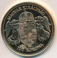 1908. 100K "COPY" jelzésű aranyozott réz-nikkel replika (38mm/25g) T:PP