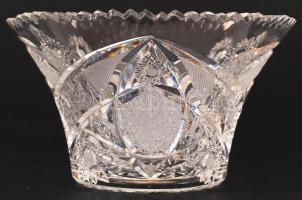 Csiszolt ólomkristály asztali kínáló, apró hibával, m: 11 cm, d: 18 cm