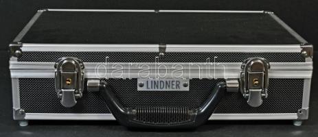 Lindner márkájú szinte új állapotban lévő fém koffer 192db érme tárolására alkalmas 6db kivehető tál...