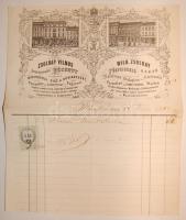 1863 Zsolnay Vilmos árúcsarnoka Pécs díszes számla Zsolnay eredeti aláírásával / Orig. Unterschrift von Vilmos Zsolnay auf Zierrechnung