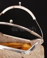 cca 1900 Ezüst színházi táska. Bőr betéttel. / cca 1900 Silver theatre bag. br: 280 g