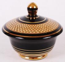 Aranyozott festett porcelán bonbonniere d:12 cm