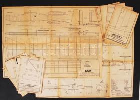 cca 1950 10 db modell tervrajz / Modelling plans