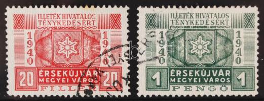 1940 Érsekújvár városi illetékbélyeg 20f, 1P
