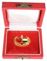 ~1970. Szovjet-magyar barátsági jelvény, aranyozott, eredeti tokban T:2