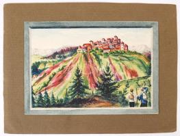 Sztelek jelzéssel: Rozsnyói kilátás. Akvarell, papír, 15×19 cm