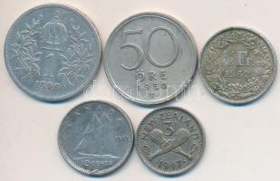 5db-ból álló kis ezüstpénz tétel T:vegyes 5pcs of silver coins C:mixed