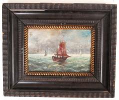 M.G. jelzéssel: Vitorlások. Olaj, karton, keretben, 15×23 cm