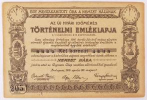 1916 Bp., Az új nyári időszámítás történelmi emléklapja, sorszámozott 205. emléklap