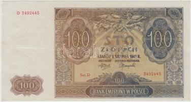Lengyelország/német megszállás 1941. 100 Zl T:III Poland/German occupation 1941. 100 Zlotych C:F Krause 103.