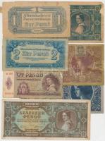 22db-os vegyes, magyar pengő bankjegy tétel, benne néhány "Vöröshadsereg Parancsnoksága" T:vegyes