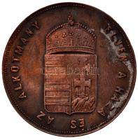 1867. "A Buda Pesti Koronázás / Éljen a Haza és Az Alkotmány" Br koronázási zseton T:3