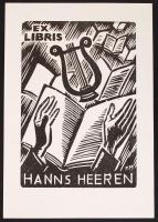 Frans Masereel (1889-1962): Ex libris. Klisé, papír, dúcon jelzett. 12x16 cm