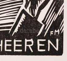 Frans Masereel (1889-1962): Ex libris. Klisé, papír, dúcon jelzett. 12x16 cm