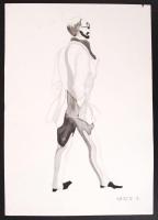 Geiger jelzéssel: Zsebre tett kézzel. Akvarell, papír, 29×20 cm