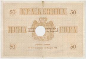 Montenegró 1914. 50P lyukasztással érvénytelenítve T:III 
Montenegro 1914. 50 Perpera cancelled with...