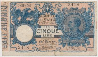 Olaszország 1904. 5L T:III Italy 1904. 5 Lire C:F