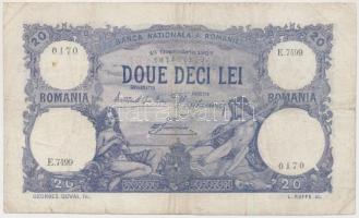 Románia 1927. 20L T:III,III- Romania 1927. 20 Lei C:F,VG