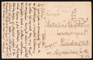 Latabár Kálmán és Árpád színészek által küldött képeslapja, Latabár Kálmán aláírásával