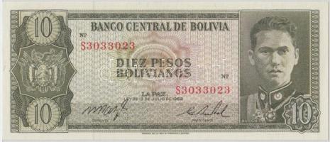 Bolívia 1962. 10P T:I Bolivia 1962. 10 Pesos C:UNC