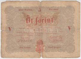 1848. 5Ft "Kossuth bankó" vörösesbarna T:IV Adamo G109