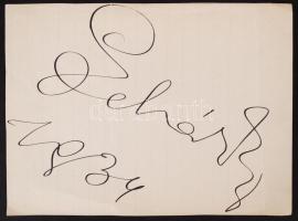 1934 Lehár Ferenc (1870-1948) zeneszerző aláírása papírlapon