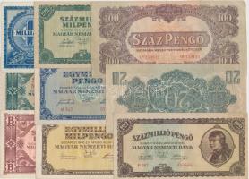 26db-os vegyes, magyar pengő bankjegy tétel, benne néhány "Vöröshadsereg Parancsnoksága" T:vegyes