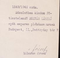 1946 Mindszenty József (1892-1975) aláírása hivatalos levélen