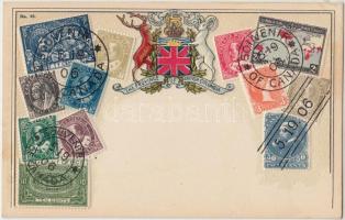 Canadian stamps, coat of arms Emb. litho (fl)