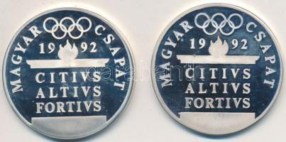 Papp László (1947-) 1992. "Barcelonai Olimpia- Magyar Csapat" (2x) ezüstözött emlékérmek(42,5mm) T:PP