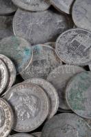 Vegyes osztrák-magyar ezüstpénz gyűjtemény a következő leosztásban: 1Ft Ag (4x) + 1Fl Ag (26x) közte jobb évszámmal + 1K Ag (41x) + 5K Ag (2x) T:2,2-,3