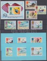 UPU Centenary overprinted set + stamps in block form + overprinted block, 100 éves az UPU felülnyomott sor + bélyegek blokk formában + felülnyomott blokk