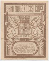 Románia 1917. 25B T:II (kis szakadás)
Romania 1917. 25 Bani C:XF (small tear)