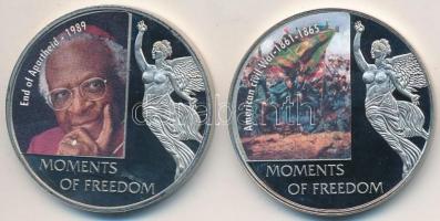 Libéria 2006. 10$ "Szabadság pillanatai" (2x) "Apartheid vége 1989" + "Amer...