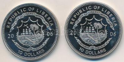 Libéria 2006. 10$ "Szabadság pillanatai" (2x) "Találmányok százada XX.sz." + "Normandiai partraszállás 1944.6.6." multicolor T:PP Tanúsítványokkal Liberia 2006. 10 Dollars "Moments of Freedom" (2x) "Century of Inventions XXth cent." + "Battle of Normandy 6.6.1944." multicolor C:PP With certificates