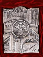 1979. "Pénzügyi Törvények" fém plakett dísztokban (117x86mm) T:1-