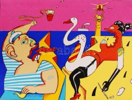 Farsang Sándor (1945-): Matróz. Szitanyomat, papír, jelzett, 28×45 cm