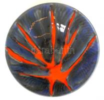 Karácsony Emília által készített kerámia fali tányér, hibátlan, jelzett, d: 29 cm