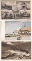 14 db főként RÉGI magyar városképes lap; Balaton és környéke / 14 mostly old town-view postcards; Balaton and its surroundings