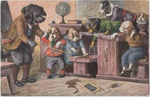 Dog school, T.S.N. Serie 1729. s: Arthur Thiele