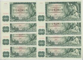 Csehszlovákia 1961. 100K (8x) sorszámkövető T:I Czechoslovakia 1961. 100 Korun (8x) sequential serials C:UNC