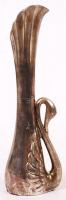 Szecessziós fém hattyú alakos váza, m:18 cm