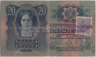 1913. 20K többféle bélyeggel és bélyegzéssel T:III