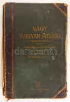 Brózik Károly: Nagy magyar atlasz. A Magyar Földrajzi Társaság. megbízásából Erődi Béla és Berecz Antal közreműködésével, Bp. 1906. Lampel. 158 színes térkép. Aranyozott, kiadói félbor-kötésben. Komplett! (gerinc hiányzik, fedlapok elváltak) / Large Hungarian Atlas with 158 maps. Complete. (damaged binding)