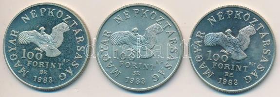 1983. 100Ft "Simon Bolivár" (3x) eredeti tokban, tanúsítvánnyal T:BU