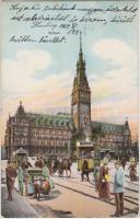 Hamburg, Rathaus / town hall, tram (EK)