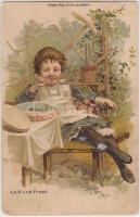 Leid un freud / Sorrow and joy, child 'Kosmos' litho (EB)