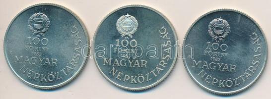 1983. 100Ft "Széchenyi" (3x) eredeti tokban, tanúsítvánnyal T:BU,PP