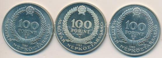 1983. 100Ft "Czóbel Béla" (3x) eredeti tokban, tanúsítvánnyal T:BU,PP