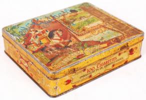 Régi Nestor Gianaclis cigarettás doboz, fém, kopott, 15×12 cm